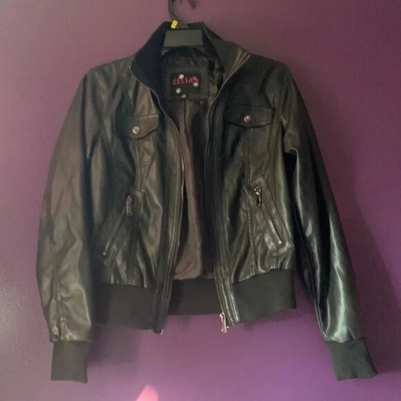dELiA’s Faux Leather Bomber Jacket - Picture 1 of 3